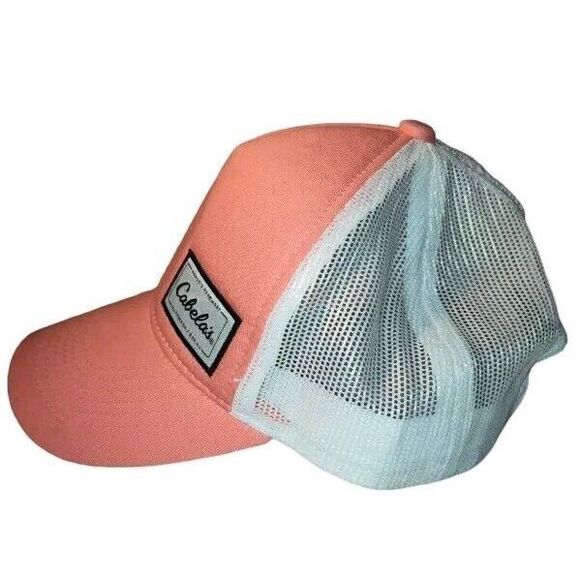 Cabela's 5-Panel Mesh-Back Trucker Cap Ladies Fit Snap Back Hat Pink/White OS - Picture 3 of 8